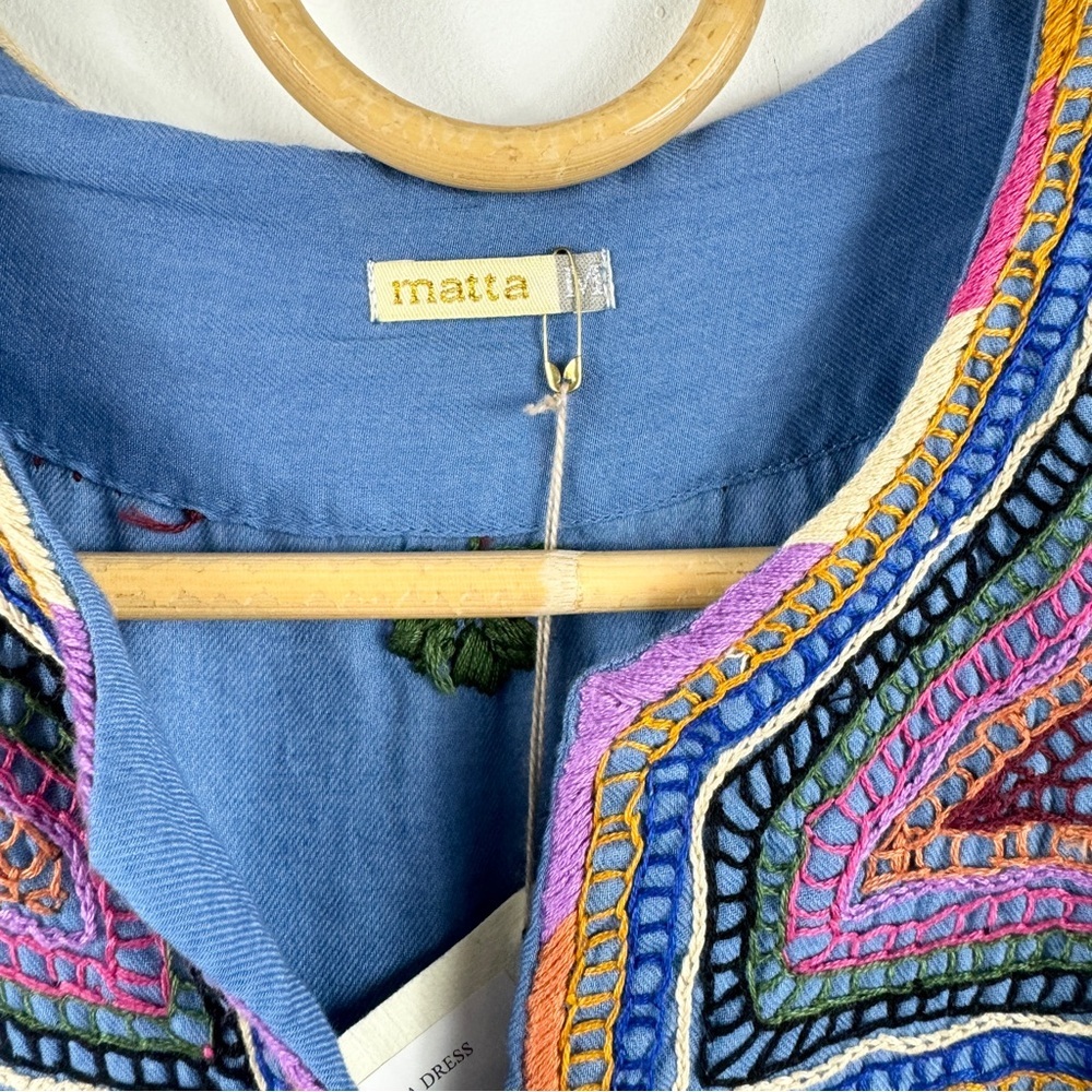 Matta 100% Cotton Beautiful Embroidery Midi Dress Nwt — image 4 of 8